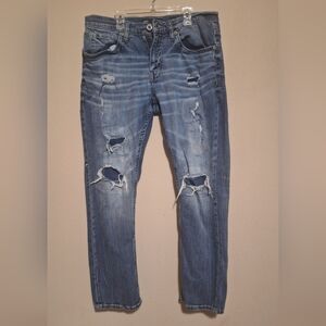 BKE Men's Distressed Blue Straight Jeans Jake Straight 33 X 30
